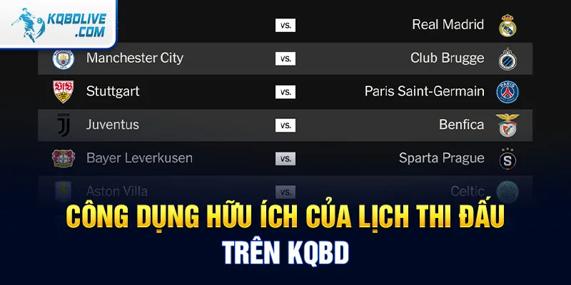 Công Dụng Hữu Ích Của Lịch Thi Đấu Trên KQBD